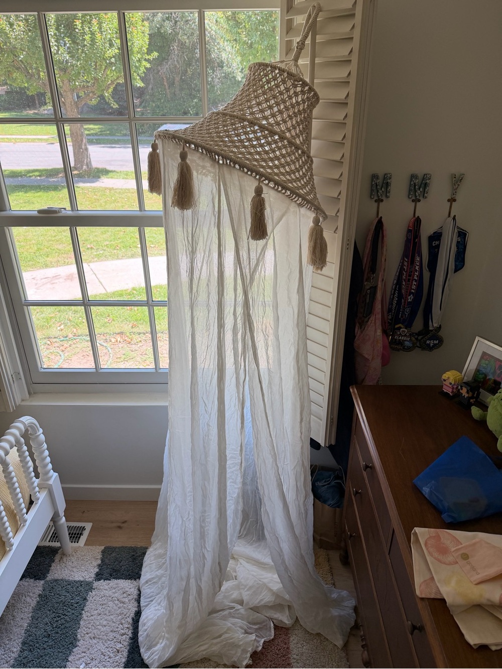 Cost Plus World Market Cream Tassel Hanging Canopy